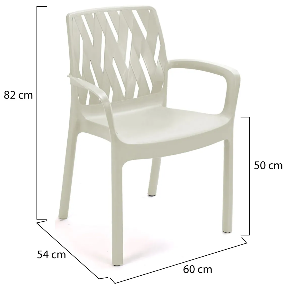 Sedia da Esterno Bianco 4 Sedie Impilabile, Braccioli Made in Italy - Sapps