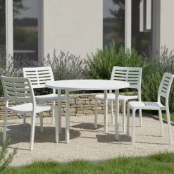Sedia da Esterno Bianco 4 Sedie Impilabile, Peso Supportato 120 kg Made in Italy - Eclectic