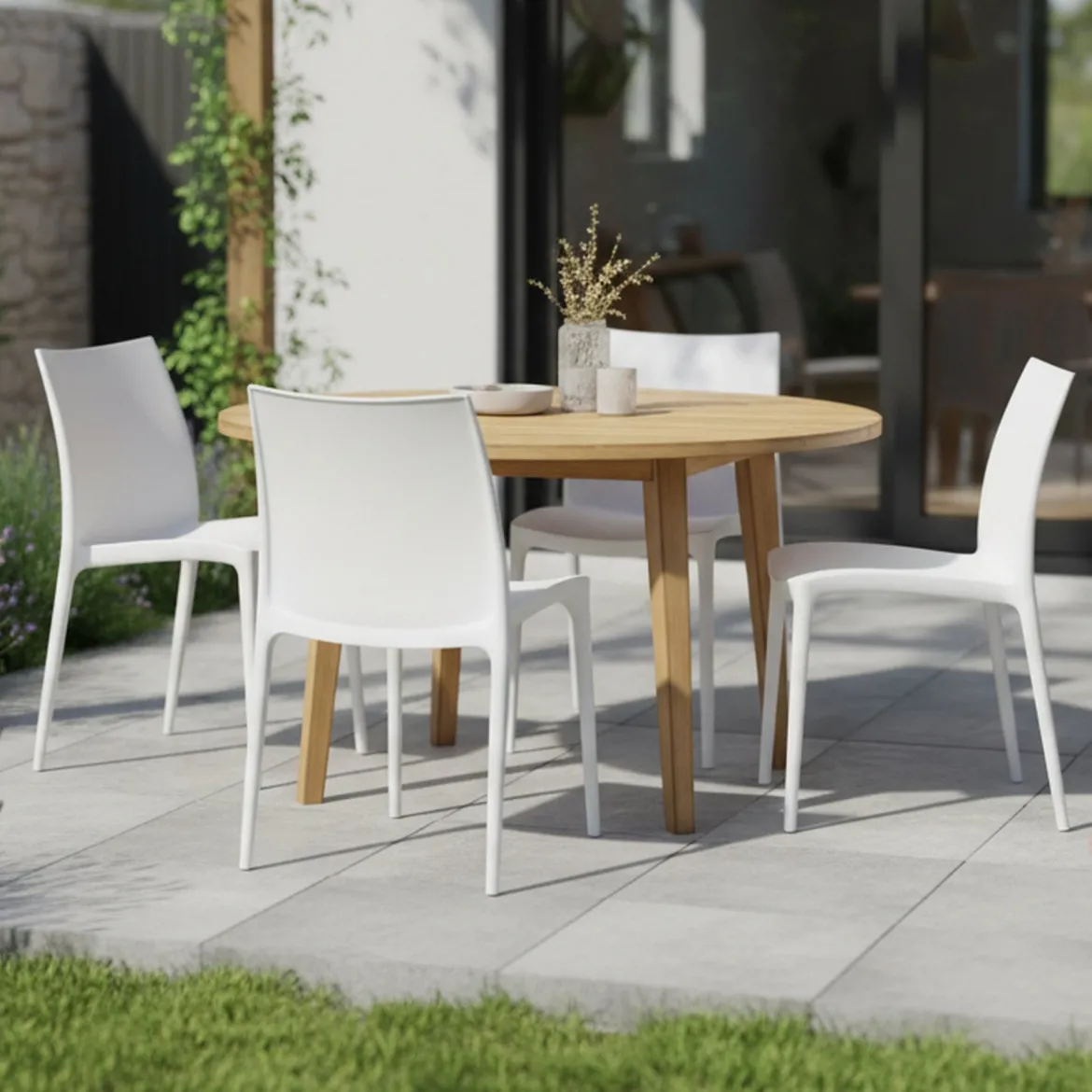 Sedia da Esterno Bianco 4 Sedie Peso Supportato 120 kg, Colore Seduta Bianco Made in Italy - Montivilla