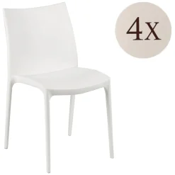 Sedia da Esterno Bianco 4 Sedie Impilabile, Peso Supportato 120 kg Made in Italy - Grover
