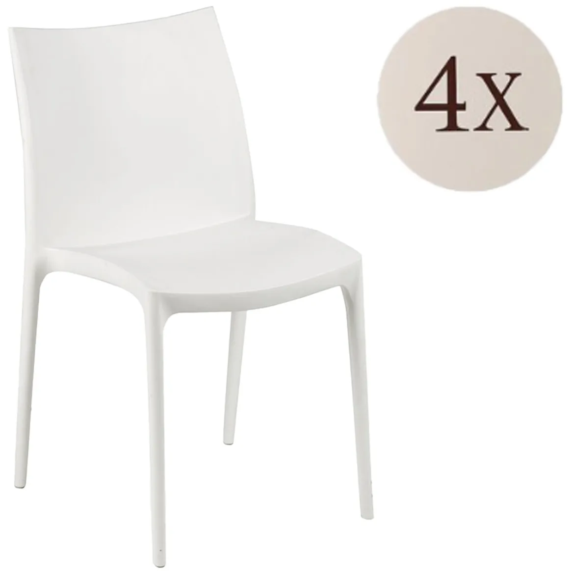 Sedia da Esterno Bianco 4 Sedie Peso Supportato 120 kg, Colore Seduta Bianco Made in Italy - Montivilla