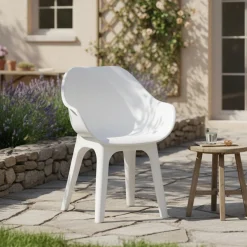 Sedia da Esterno Bianco una Sedia Braccioli, Peso Supportato 120 kg Made in Italy - Wesconnett