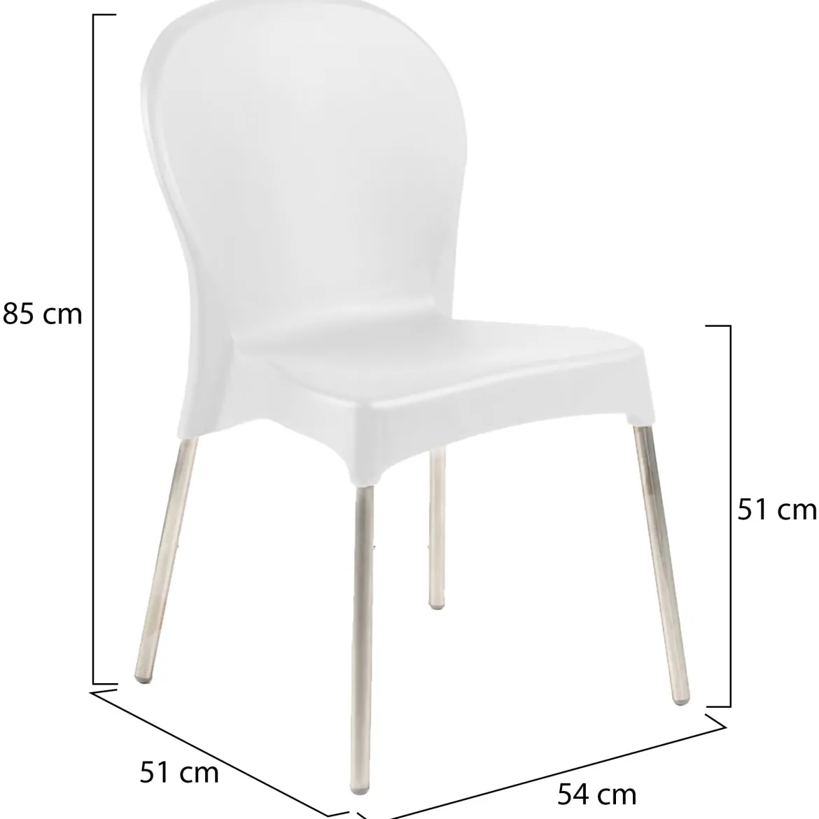 Sedia da Esterno Bianco una Sedia Impilabile, Peso Supportato 120 kg Made in Italy - Linder