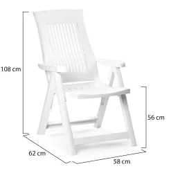Sedia da Esterno Bianco una Sedia Schienale Reclinabile, Multiposizione Made in Italy - Heflin