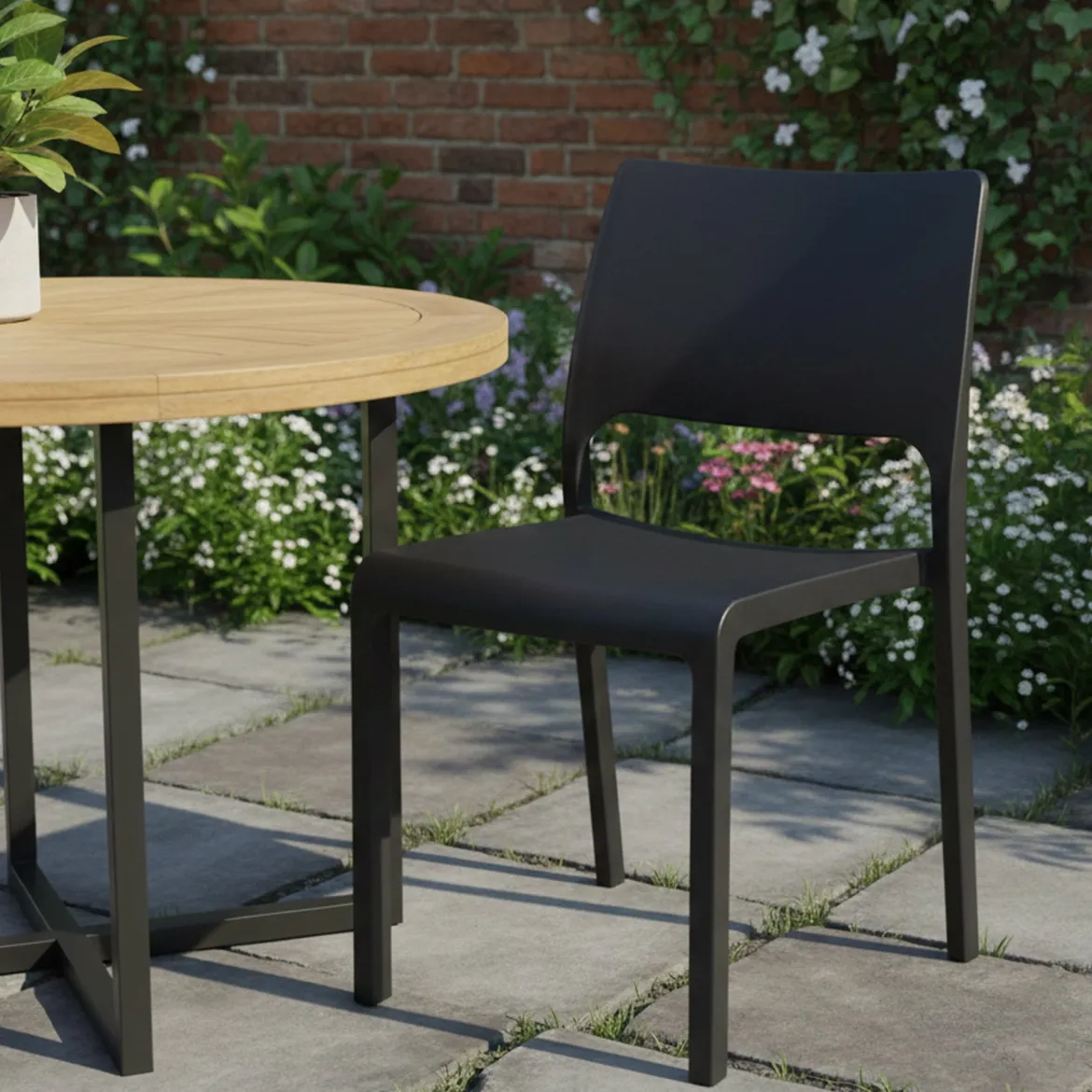 Sedia da esterno design impilabile antracite - Cereseto
