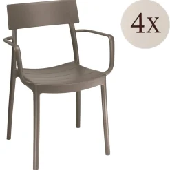 Sedia da Esterno Grigio Tortora 4 Sedie Impilabile, Peso Supportato 150 kg Made in Italy - Guazzora