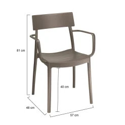 Sedia da Esterno Grigio Tortora 4 Sedie Impilabile, Peso Supportato 150 kg Made in Italy - Guazzora