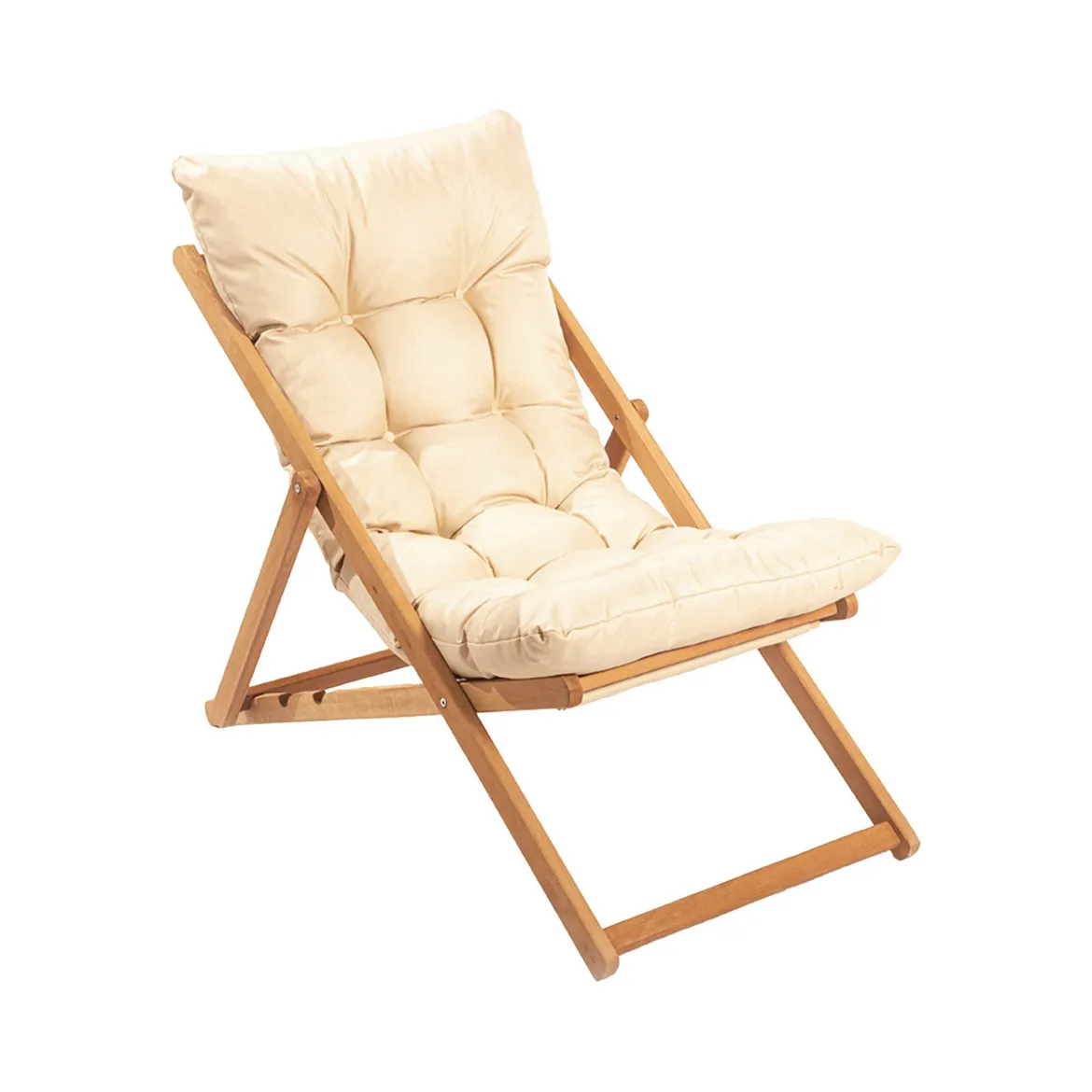 Sedia da Esterno Marrone Bianco Crema Schienale Reclinabile una Sedia, Imbottito - Coghinass