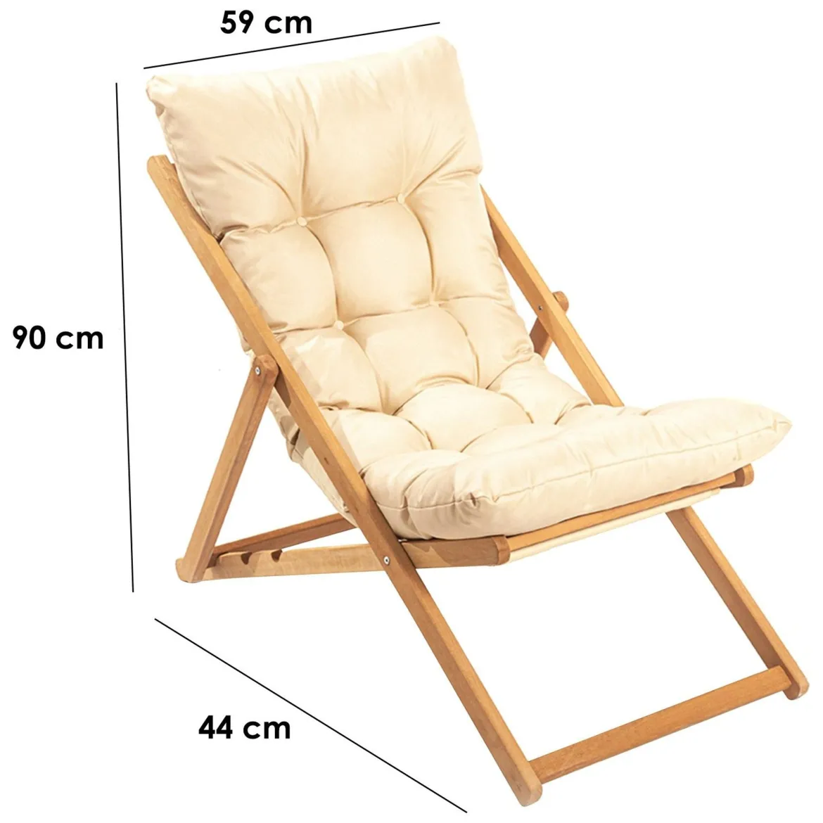 Sedia da Esterno Marrone Bianco Crema Schienale Reclinabile una Sedia, Imbottito - Coghinass