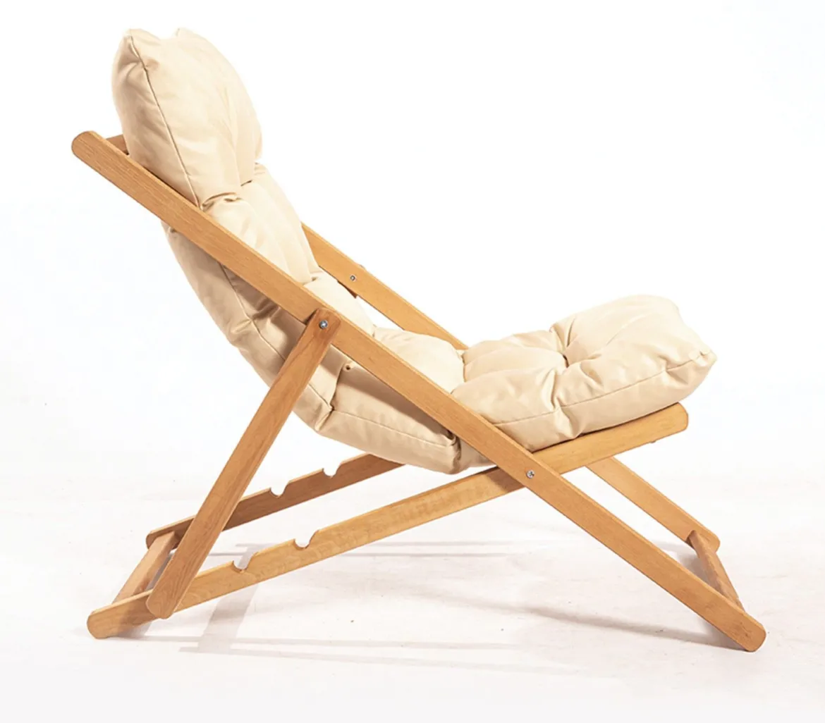 Sedia da Esterno Marrone Bianco Crema Schienale Reclinabile una Sedia, Imbottito - Coghinass