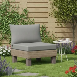 Sedia da Esterno Marrone Noce Grigio una Sedia Imbottito, Modulabile Componibile - Houghton