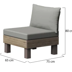 Sedia da Esterno Marrone Noce Grigio una Sedia Imbottito, Modulabile Componibile - Houghton