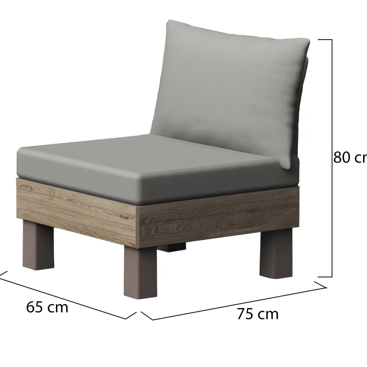 Sedia da Esterno Marrone Noce Grigio una Sedia Imbottito, Modulabile Componibile - Houghton