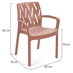 Sedia da Esterno Marrone Terracotta 4 Sedie Impilabile, Braccioli Made in Italy - Rumley