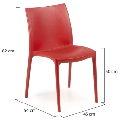 Sedia da Esterno Rosso una Sedia Impilabile, Peso Supportato 120 kg Made in Italy - Linder