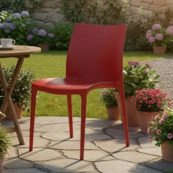 Sedia da Esterno Rosso una Sedia Impilabile, Peso Supportato 120 kg Made in Italy - Linder