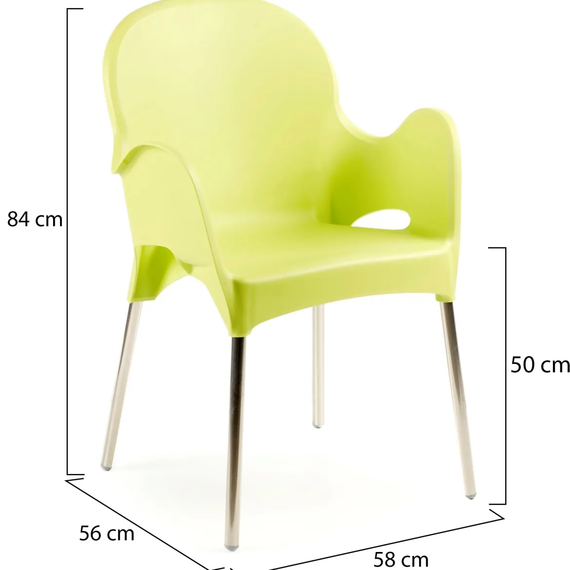 Sedia da Esterno Verde 4 Sedie Impilabile, Braccioli Made in Italy - Raimund