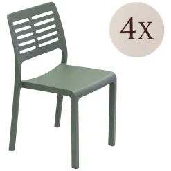 Sedia da Esterno Verde 4 Sedie Impilabile, Peso Supportato 120 kg Made in Italy - Canoe