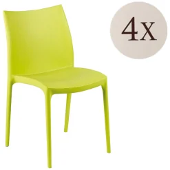 Sedia da Esterno Verde 4 Sedie Impilabile, Peso Supportato 120 kg Made in Italy - Grover