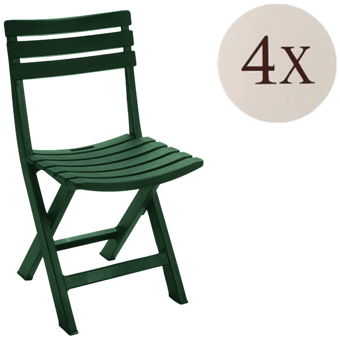 Sedia da Esterno Verde 4 Sedie Pieghevole, Peso Supportato 120 kg Made in Italy - Jennie