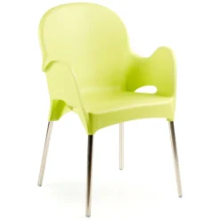 Sedia da Esterno Verde una Sedia Impilabile, Braccioli Made in Italy - Vashti