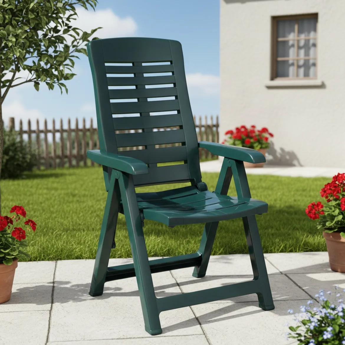 Sedia da Esterno Verde una Sedia Schienale Reclinabile, Multiposizione Made in Italy - Heflin