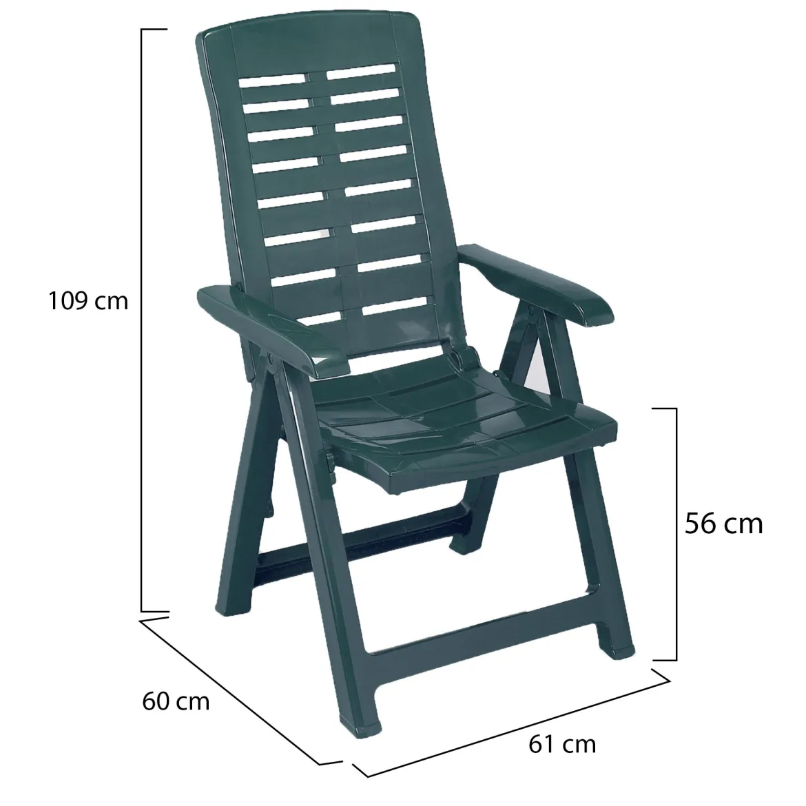 Sedia da Esterno Verde una Sedia Schienale Reclinabile, Multiposizione Made in Italy - Heflin