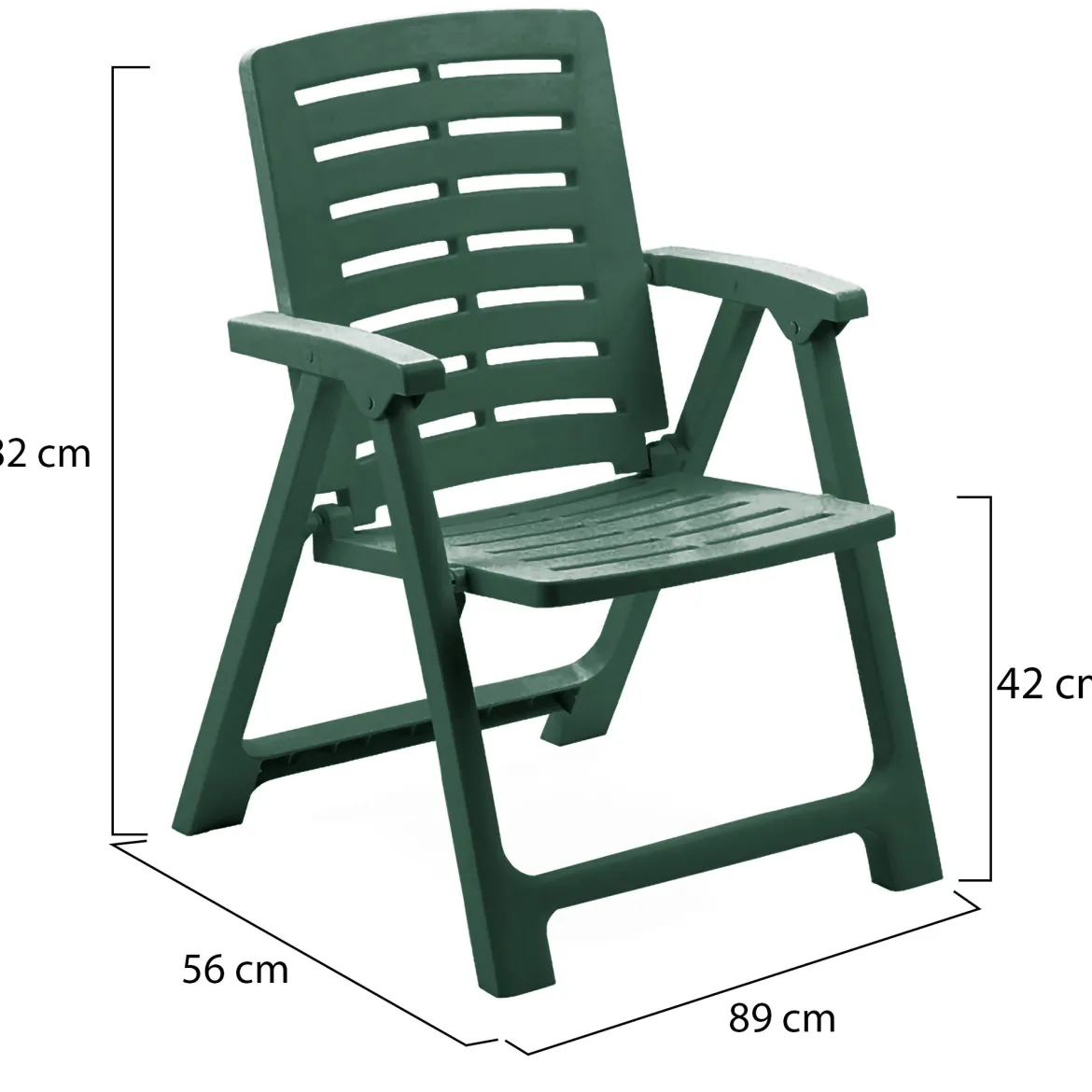 Sedia da Esterno Verde una Sedia Schienale Reclinabile, Multiposizione Made in Italy - Wadley
