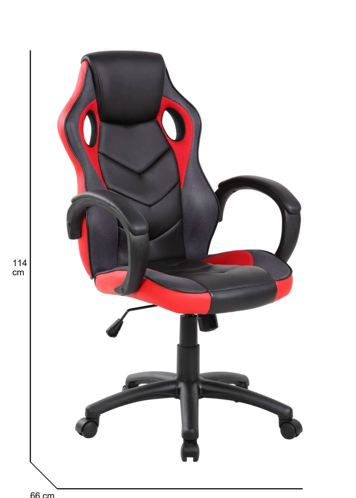 Sedia da gaming imbottita con braccioli in ecopelle nera e rossa - Urbana