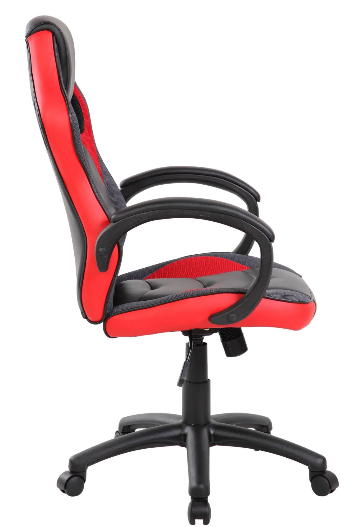 Sedia da gaming imbottita con braccioli in ecopelle nera e rossa - Urbana