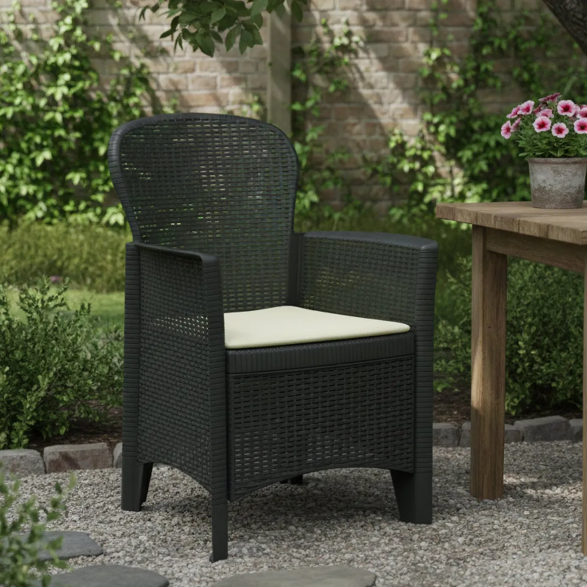 Sedia da giardino in plastica bianco - Amilton