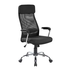 Sedia da ufficio con ruote con braccioli in tessuto nera - Jou