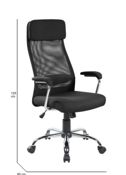 Sedia da ufficio con ruote con braccioli in tessuto nera - Jou