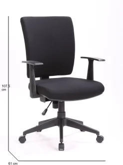 Sedia da ufficio con ruote in tessuto nera - Eulalia