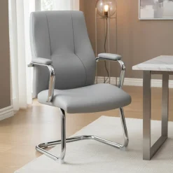 Sedia ergonomica imbottita in ecopelle grigio - Lucana