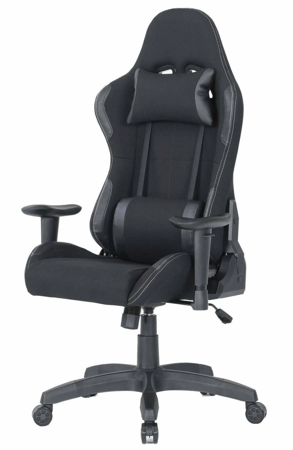 Sedia gaming imbottita con braccioli in ecopelle nera - Mindy