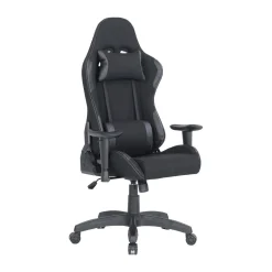Sedia gaming imbottita con braccioli in ecopelle nera - Mindy