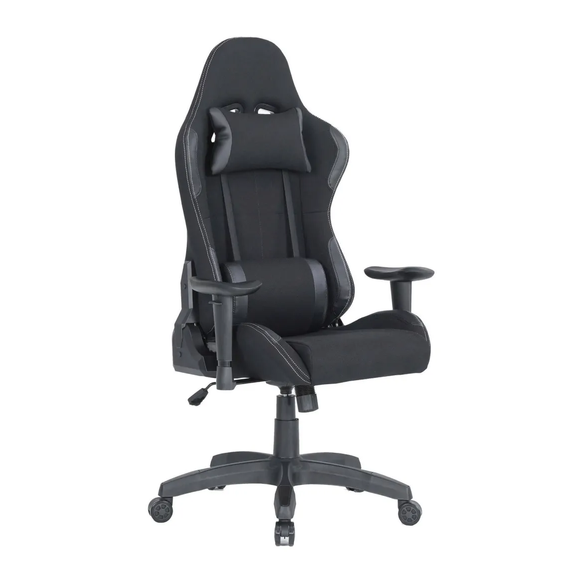 Sedia gaming imbottita con braccioli in ecopelle nera - Mindy