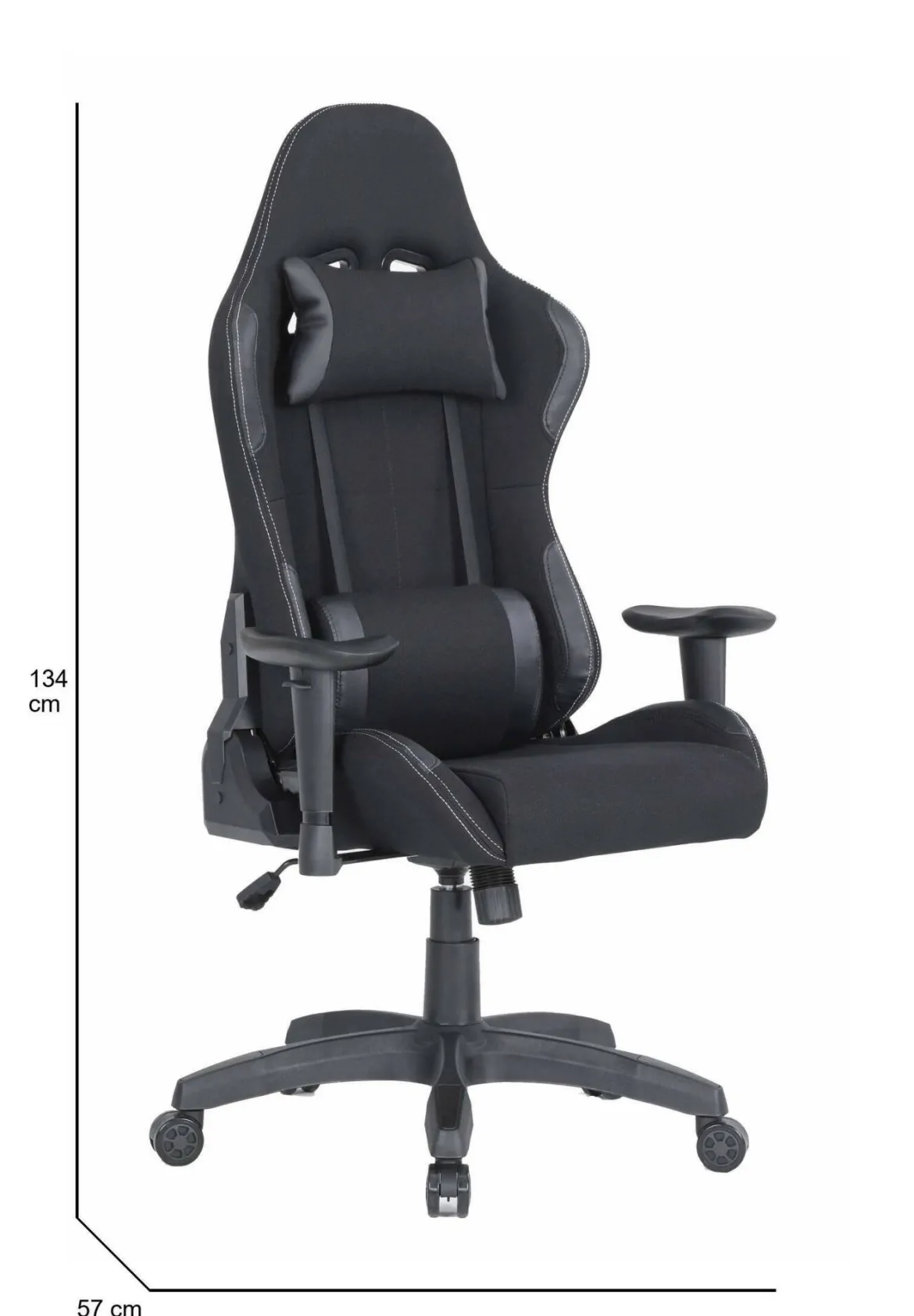 Sedia gaming imbottita con braccioli in ecopelle nera - Mindy