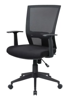 Sedia girevole con schienale ergonomico in tessuto nera - Eulalia