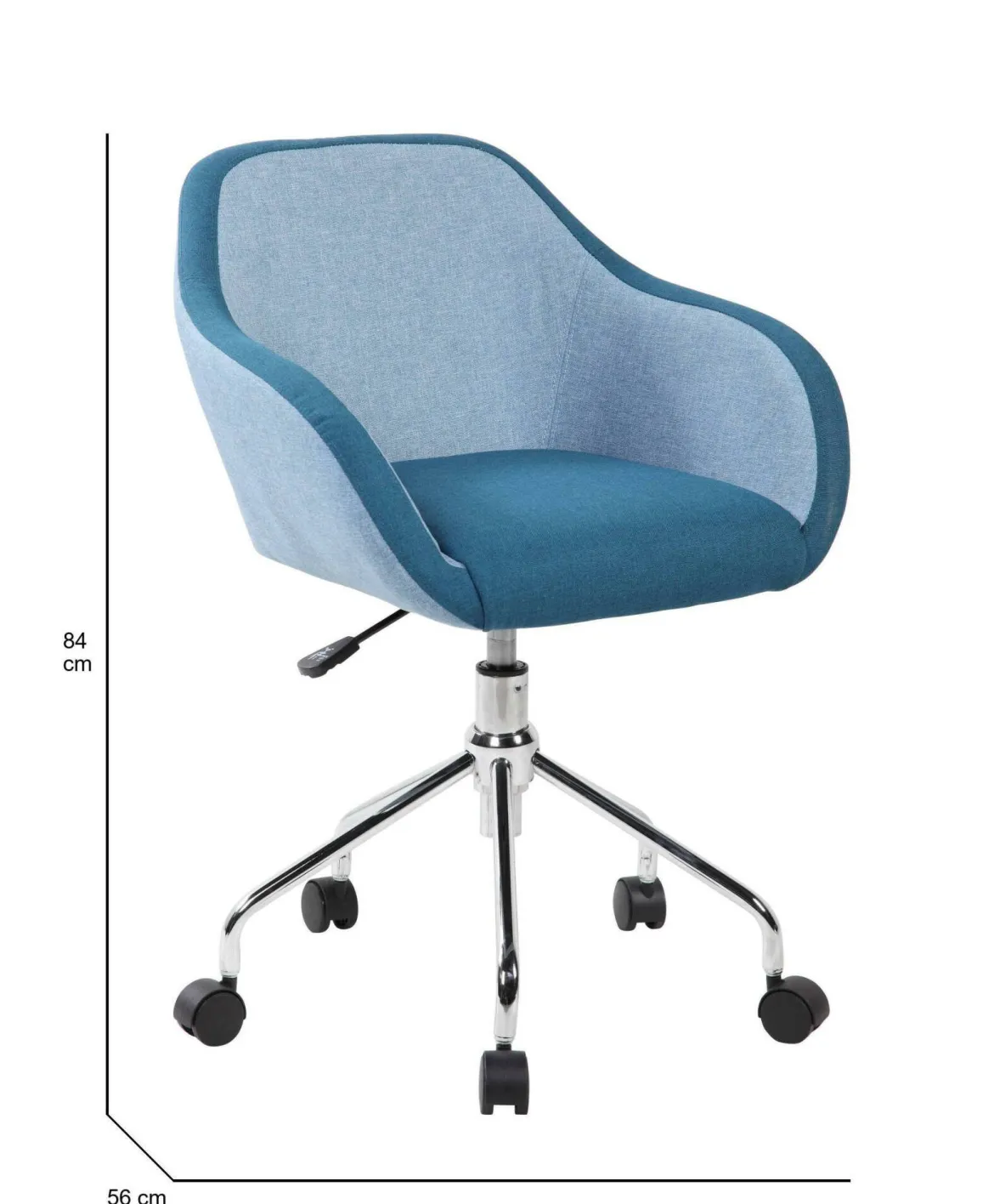 Sedia girevole schienale basso con braccioli in ecopelle blu - Bardello