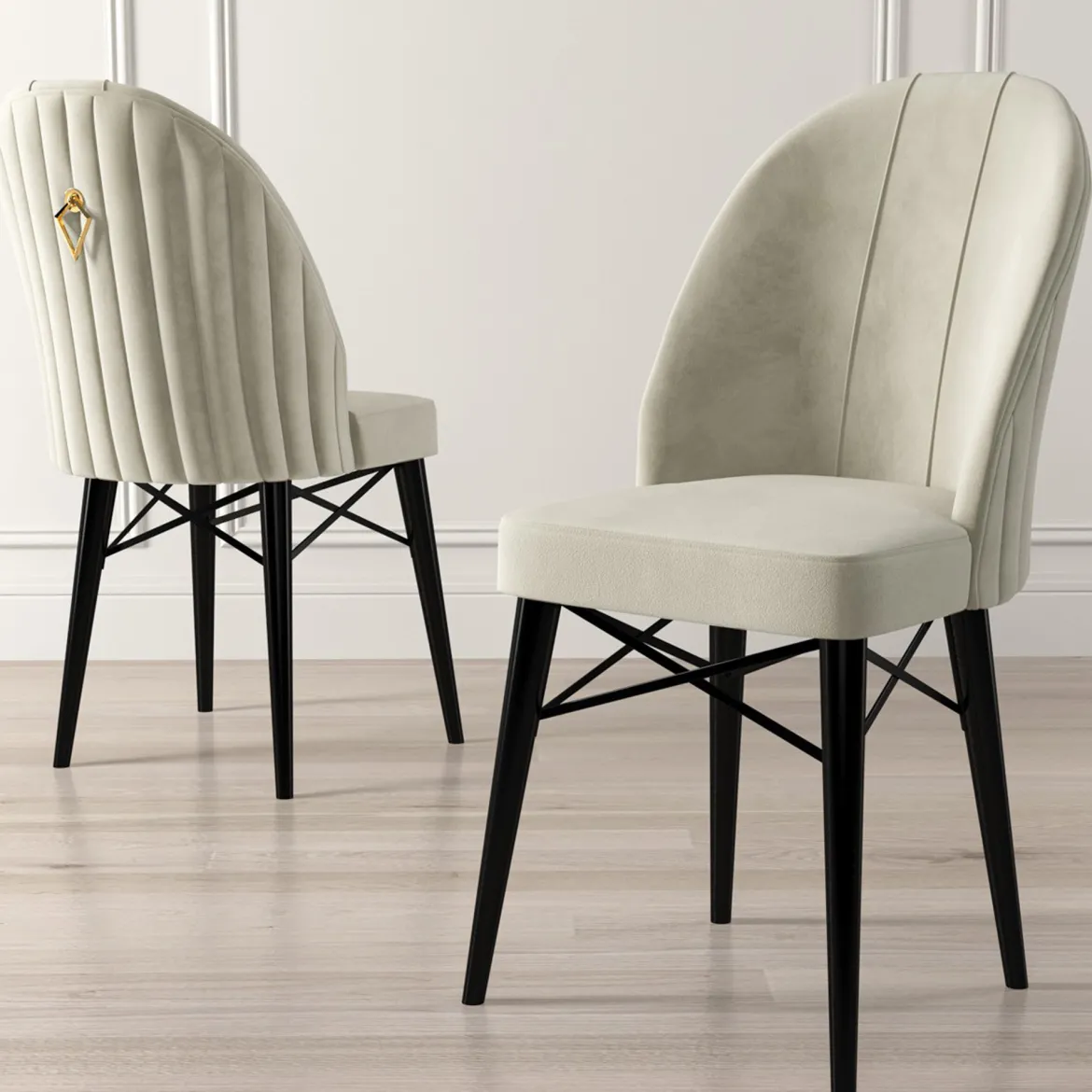Sedia Grigio Chiaro Nero 6 Sedie Imbottito, Peso Supportato 120 kg - Perillis