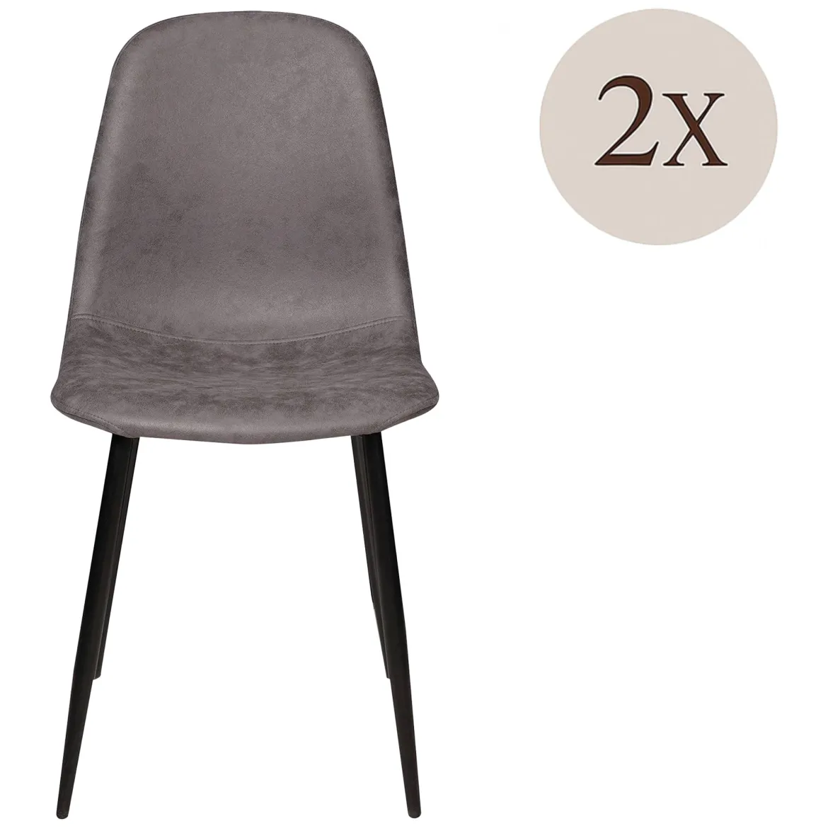 Sedia Grigio 2 Sedie Materiale Struttura in Metallo, Colore Seduta Grigio - Cerda