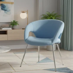 Sedia imbottita da ufficio in tessuto azzurro - Arturo