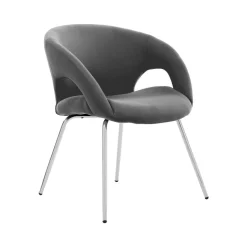 Sedia imbottita in tessuto grigio - Arturo