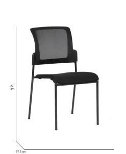 Sedia imbottita in tessuto nero - Baceno
