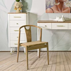 Sedia Marrone 2 Sedie Seduta in Rattan Intrecciato, Materiale Struttura in Legno - Ione