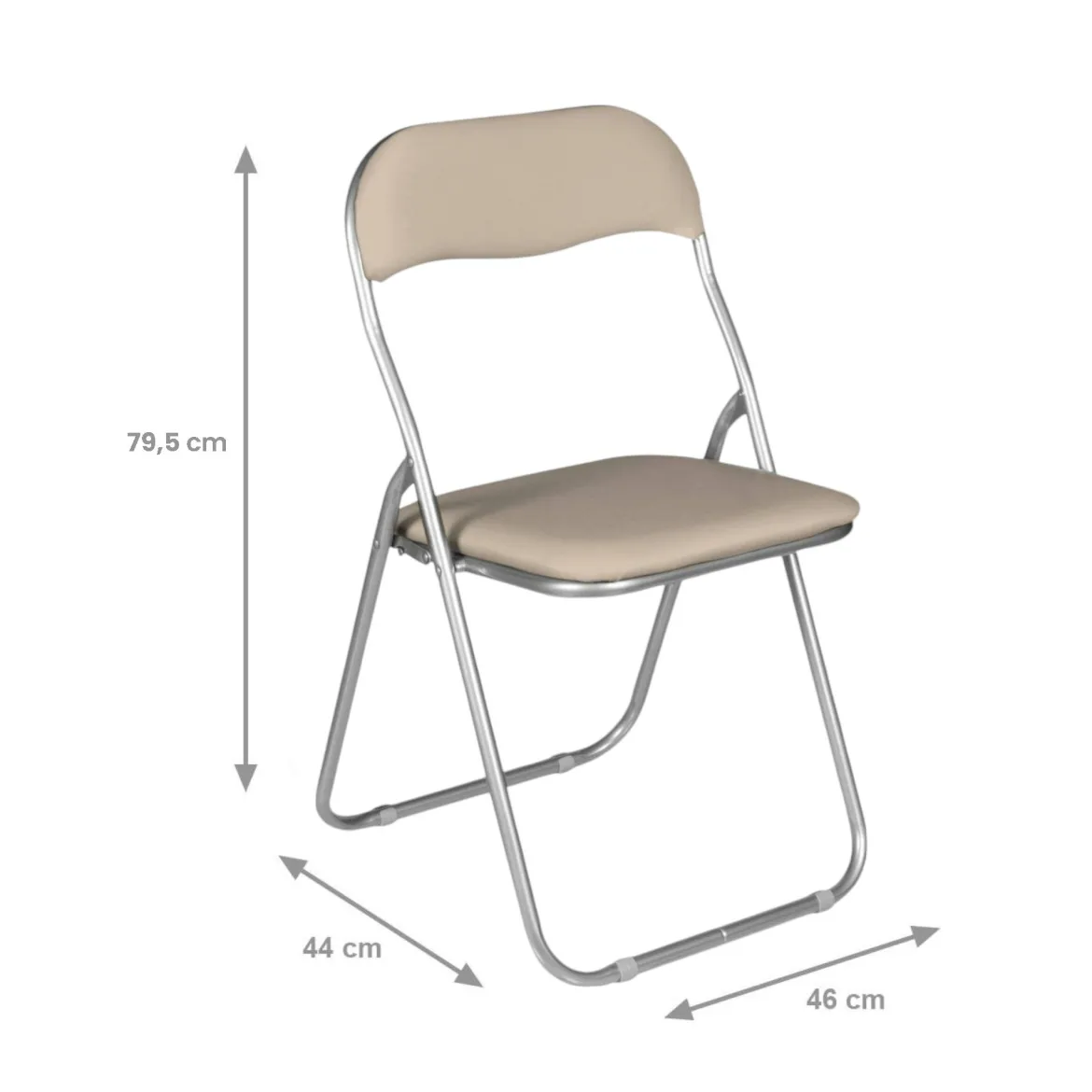 Sedia pieghevole imbottita beige struttura in metallo - Antenore