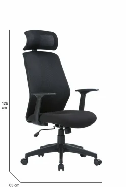 Sedia ufficio con ruote imbottita con braccioli in tessuto nera e rossa - Cefeo