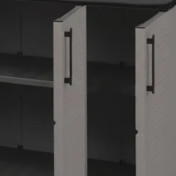 Set Armadi da Esterno Grigio Nero 4 Ripiani Apertura Battente, Resistente ai Raggi uv Impermeabile Made in Italy - Orvinio